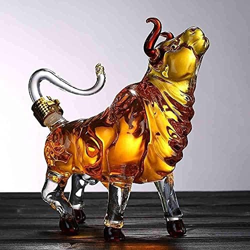 Whisky Decantador Whisky Decanter Wine Decanter Animal Whisky Decanter Bull Modeling- Glass de borossilicato alto para vodka