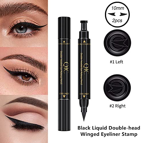 GO HO HO Black Liquid Wing Stamp Eyeliner à prova d'água, 2 PCs Pen Winged Eyeliner Stamp para delineador de gato de asa esquerda e direita, longa duração Super Slim Precise Felt Tip Eyer Liner Stamp Smudge Profim, 10 mm