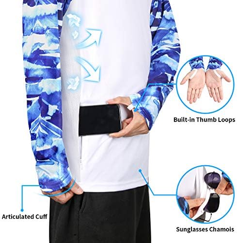 Camisa de pesca de palmyth para homens de manga longa Proteção solar UV UPF 50+ camisetas com bolso