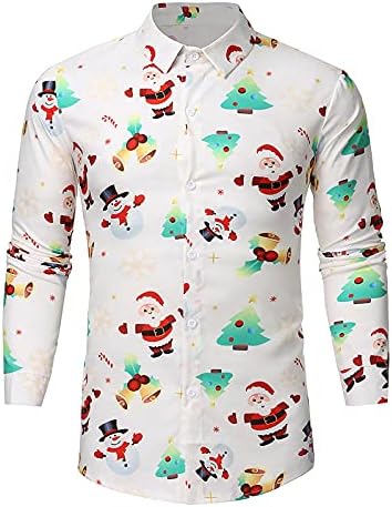 Camisas masculinas Autumn e inverno Árvore de Natal Papai Noel Printing Stand-up Collar Blouse Blouse Blouse Blouse Blouse Blouse