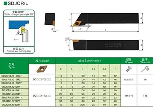 Ferramenta de torno JF-Xuan 12x100mm SDJCR1212H07 Turneiro Turnion Turning Brar Brabs com 10pcs DCMT0702 Inserir