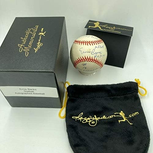 Ernie Banks assinou fortemente inscrito na carreira Stat Baseball Reggie Jackson CoA - Bolalls autografados