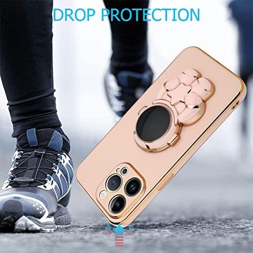 Tharlet Compatível com o iPhone 14 Pro Case astronauta Hidden Stand 6D Cobertão Mulheres Astronauta Astronauta Kicktand de suporte com