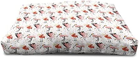 Ambesonne Flamingo Wooden Pet House, vários pássaros exóticos, desenhando padrão contínuo de desenho à mão, canil portátil