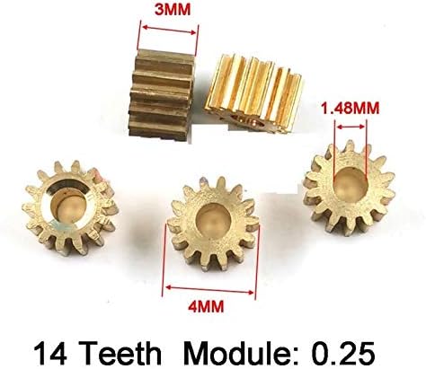 Alanooy 141.5a 0,25m 5pcs engrenagens de metal 14 dentes od 4mm orifício de 1,5 mm