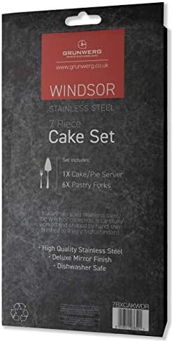 Grunwerg Aço inoxidável Windsor 7 peças Fatia de bolo de torta e garfos