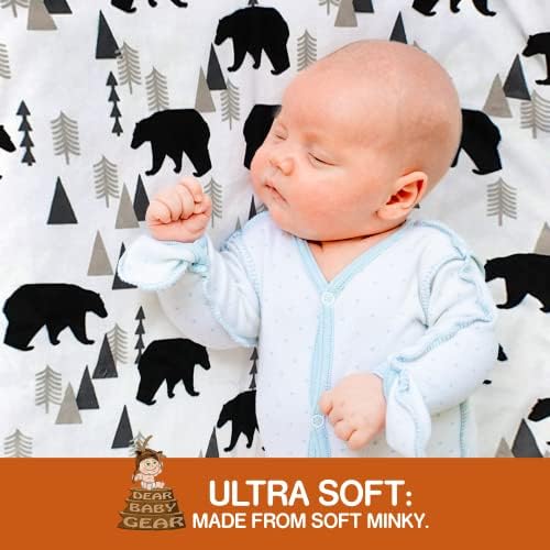 Caro Baby Gear Black Bear Bundle com uma folha de berço de luxo, capa do assento de bebê e cobertor de bebê