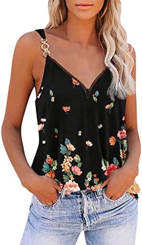 Blouses impressas para senhoras outono de verão sem mangas slip slip strap vneck tops casuais tshirts adolescente 2023 dx