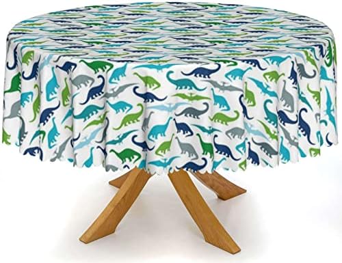 Palhas de mesa redondas de padrão de silhueta de dinossauros, tecido impermeável decorativo, roupas de mesa reutilizáveis