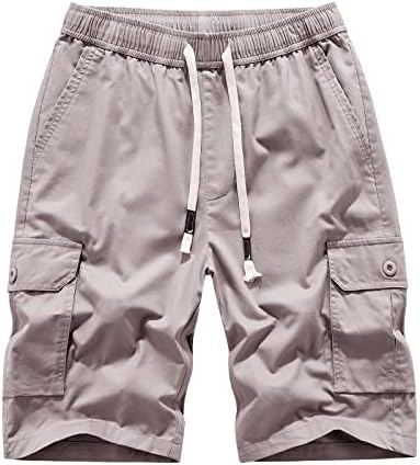 4zhuzi masculino de carga masculina Multi bolsos casuais treino de algodão com shorts de ginástica leve curta com cintura elástica