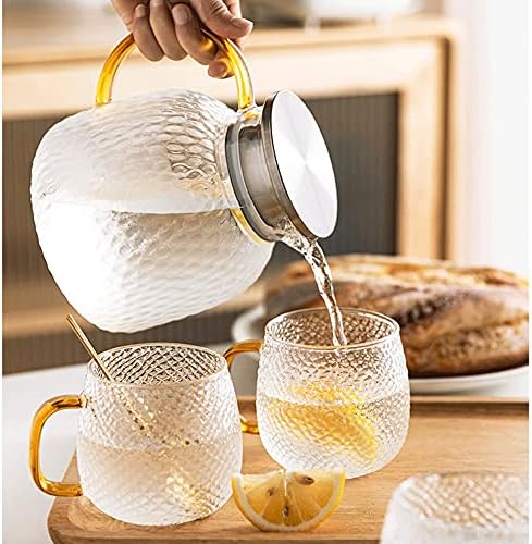 Amayyach Tea Potes jarro de vidro com jarro de água fria, 1300 ml perfeita para chá gelado caseiro e suco