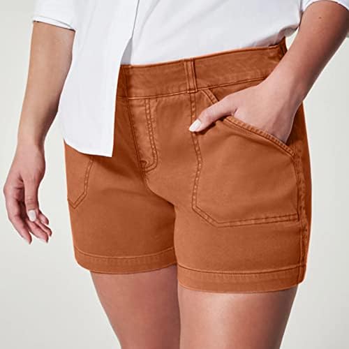 Shorts zlovhe para mulheres plus size, swort feminina swill swill bolsos laterais sem botão e nenhum zíper lisonjeiro ajuste
