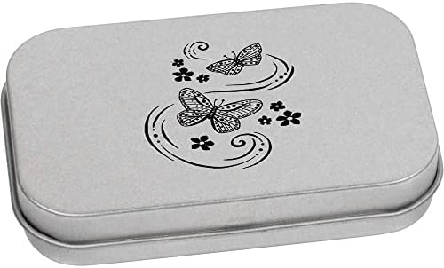 Azeeda 'Butterflies & Flowers' Metal Articled Stationery Tin / Storage Box