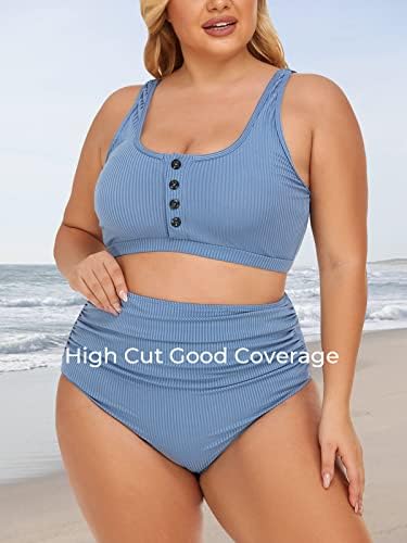 Summer mae plus size size feminino biquíni de biquíni de duas peças de maiô de altura da cintura