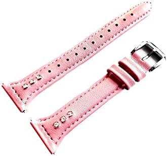 Nickston Pink com cristais Banda Slim Compatível com Garmin Venu 2 Smartwatches Elegante Straça de couro macio