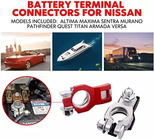 Terminais da bateria para Nissan, positivo e negativo 1 par, pós -postagem superior conectores com fundo de plástico, acessórios