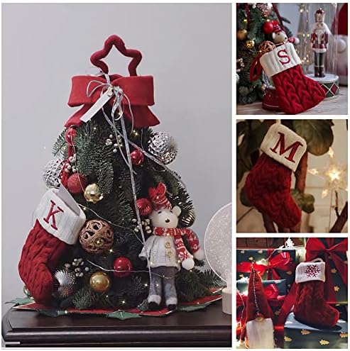 Equitarare Christmas Stocking, Christmas Tree Pinging Decorações, Letra do alfabeto Decoração de lareira de natal, meia de bota de