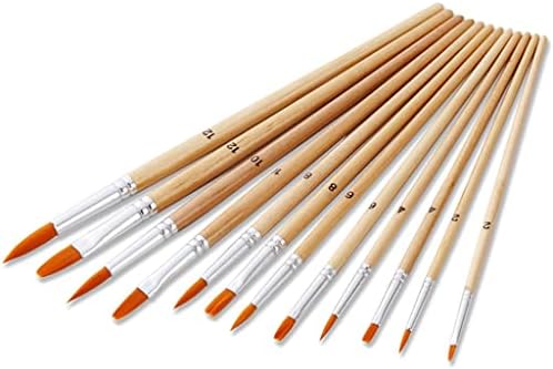 WPYYI 12 Pack Wood Artist Blike Bushes Tamanho de nylon Diferença Conjunto de pincel de água Pintura de aquarela Os suprimentos de arte