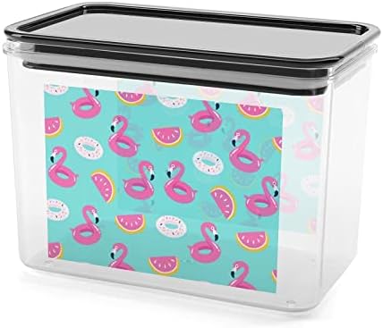 Piscina de verão flutuando com caixa de armazenamento de plástico flamingo recipientes de armazenamento de alimentos com tampas de