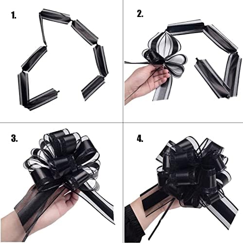 12 peças Puxe o embrulho de arco puxe arcos de fita de arco arcos para cestas de casamento, 6 polegadas de diâmetro Gift Bows, grandes arcos grandes para presentes.