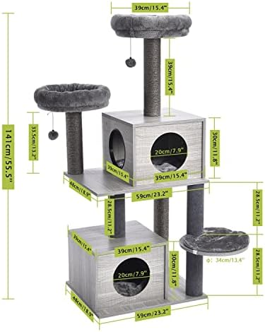 DNATS Multi-Level Cat Tree Play House Climber Activity Center Tower Hammock Furniture Scratch Post para gatinhos