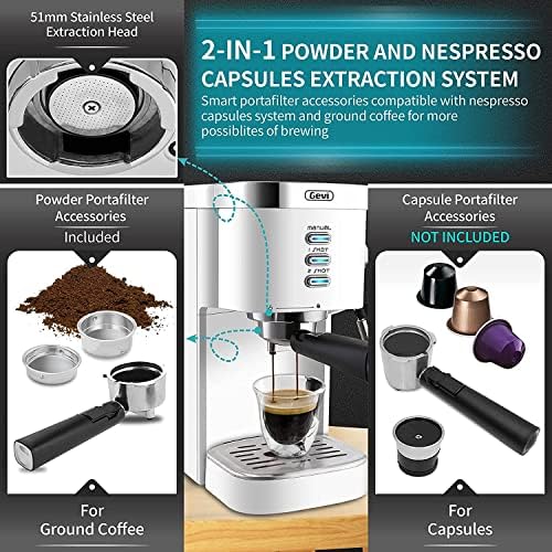 Máquinas de café expresso Gevi 20 bar de aquecimento rápido Cappuccino Cappuccino Cafeteira com leite espumante Varinha