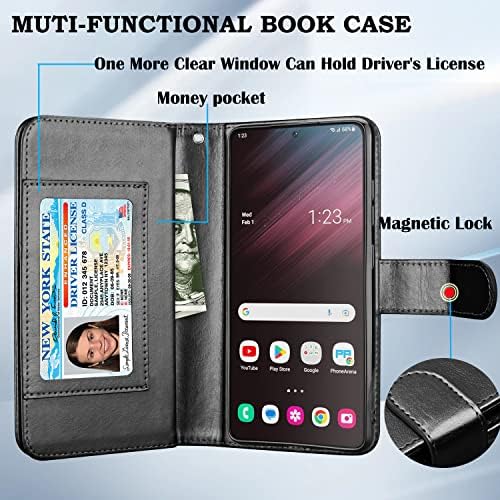 Takfox Galaxy S23 Plus Caso, para a caixa da carteira Samsung S23+, PU Leather 9 Card Slots Id Creditt Holder Folio Flip Magnetic