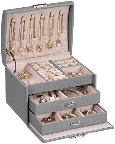 Caixas de jóias de caixa de joias bewishome para mulheres organizador de joias femininas com caixa de armazenamento de jóias