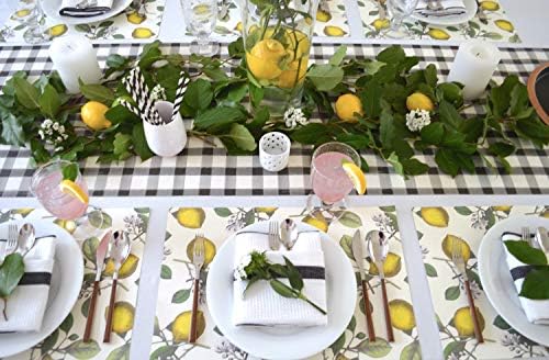 Greenbier Lemon Placemats - Table Mat Cure Your Kitchen Decor Blues com um toque de amarelo - Limões Decoração de