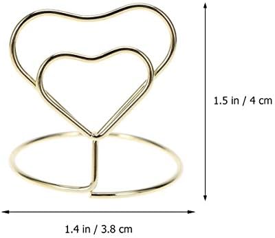 Clipes de memorando de foto do Doitool, 10pcs Heart Shape Place Memorando Lovely Wire Table Número de titulares com base para