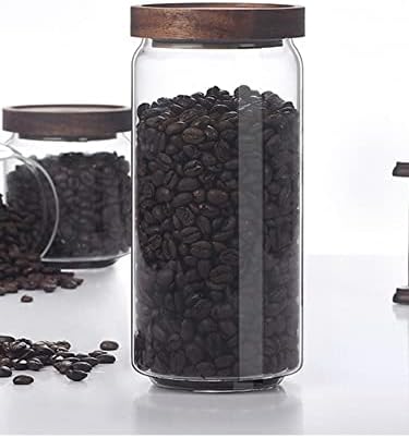 Uysvgf 5 pcs selado garrafa de chá de chá de chá de café transparente caixa de armazenamento de vidro doce e frascos de lanche com tampa de madeira