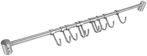 Jiowax Kitchen Rail rack rack de parede utensil pendurada rack de aço inoxidável gancho de aço para ferramentas de cozinha toalha de panela 10 ganchos deslizantes acessórios