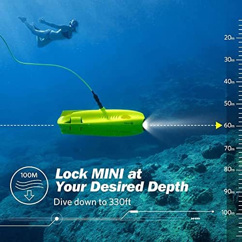 Drone subaquático UJIKHSD - Drone subaquático 4K de 4K de tamanho 4K com câmera para visualização em tempo real, controle
