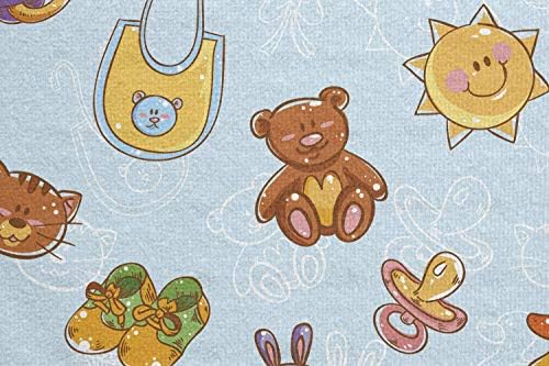 Toalha de tapete de ioga de desenho animado de Ambesonne, Sun Teddy Bear Reder Pacifier Chick Kitty Cat Design, Sweat Sweat