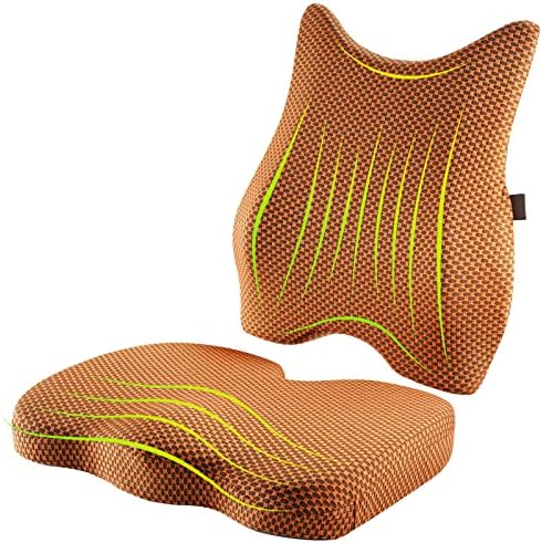 Almofada de assento e travesseiro de suporte lombar: almofada de cadeira de espuma de memória para cadeira de cadeira de