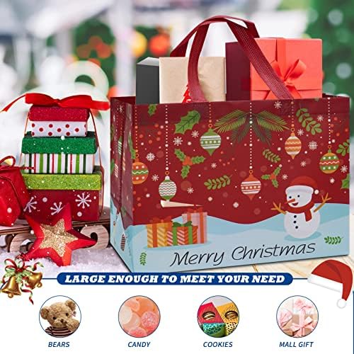 HEETOBCOS 12 Pacote de bolsas de presente de Natal grandes sacolas de Natal reutilizáveis, sacolas de Natal não tecidas para