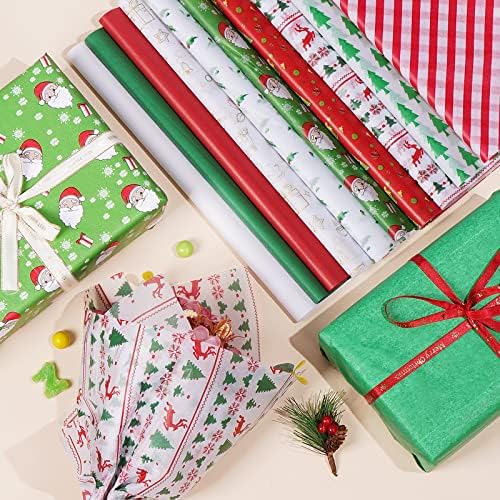 BlisStime 100 lençóis papel de lençóis, 19,7 x 13,8 papel de seda de natal para sacolas de presente, papel de lenço de natal