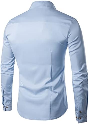 Xzhdd camisetas para homens, manga longa de primavera botão inclinada para baixo de gola alta da gola alta camisa casual