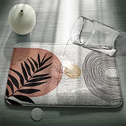 Tapetes de banheira de banheiro Linha de decoração bohemiana folhas de design não deslizamento Microfibra de água espessa de água absorvente de máquina macia lavável tapetes de banheiro