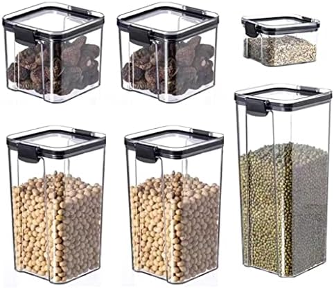 SDGH 6PCS Recipientes de cozinha Temoning Box Organizer Storage Girs for Cereals Jar para frascos a granel com tampa