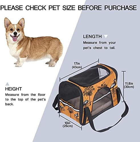 Carrier de animais de estimação Jungle Flamingo e Palm Tree Tree Soff-lateral Pet Travel para gatos, cães de cachorro confortável portátil Pet Saco de estimação Airline aprovada