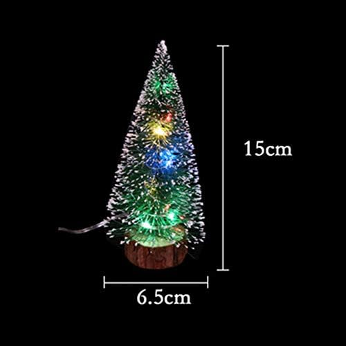 Lazyspace Mini Desktop Luminous Christmas Tree com luz LED, pequena árvore de pinheiro com bases de madeira para festas