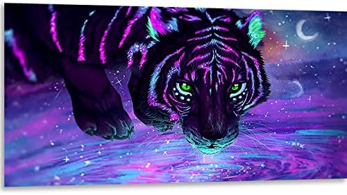 Instarry 5D Diamond Pintura de tamanho grande Tigre de broca completa no luar Decorações de parede de mosaico de ponto cruz para