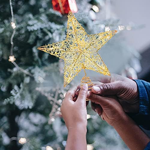 6 PCS Treça de Natal Trepa de Christmas Topper Luminous Star Shape Treetop Decor para Decoração em casa em casa para festa de celebração