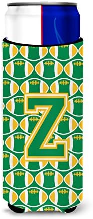 Tesouros de Caroline CJ1069-Zmuk letra z futebol verde e ouro Ultra Hugger para latas finas, lata de manga mais fria Máquina