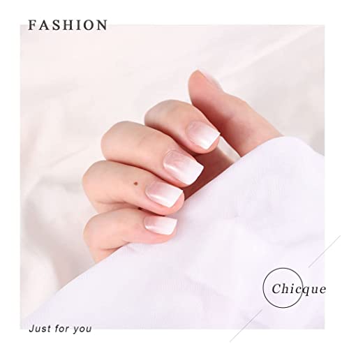 Chicque ombre Pressione curta na unha unhas falsas de unhas quadradas brilhantes bailarina falsa unhas bastão na unha para