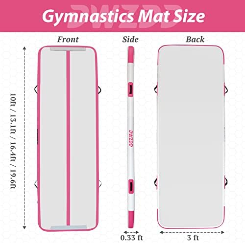 Dwzdd Ginástica Air tapete de ar 10 pés/13 pés/16 pés/20ft ginástica inflável de ginástica inflável para casa para casa/academia/treinamento/líderes de torcida/água com bomba elétrica