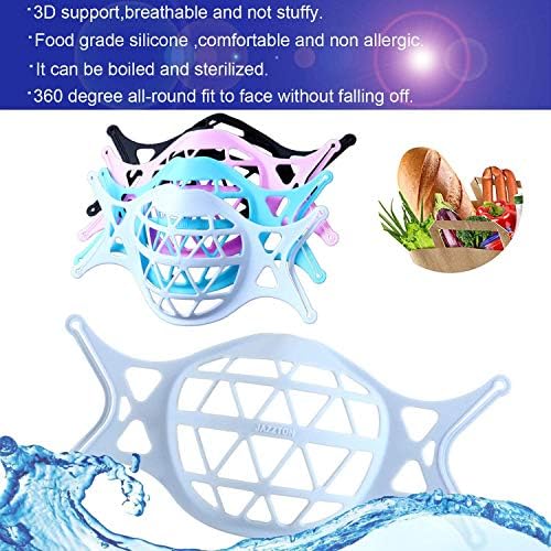 Suporte de máscara facial de silicone em 3D, suporte interno de suporte de máscara de máscara para mais espaço para respirar, mantenha o tecido da boca, suporte de proteção de batom fresco, reutilizável e lavável