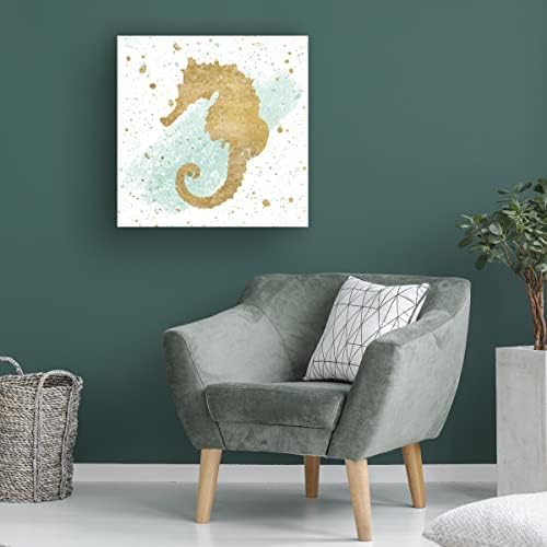 Marca registrada Bine Art 'Silver Sea Life Aqua Seahorse' Arte de tela por portfólio de maçã selvagem