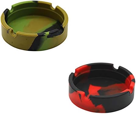 2 peças Ashtray Silicone Ashtray redondo charutos de charutos de charutos de cinzas de camuflagem de camuflagem de cinzas para pátio externo fora da decoração de casa de escritório interior